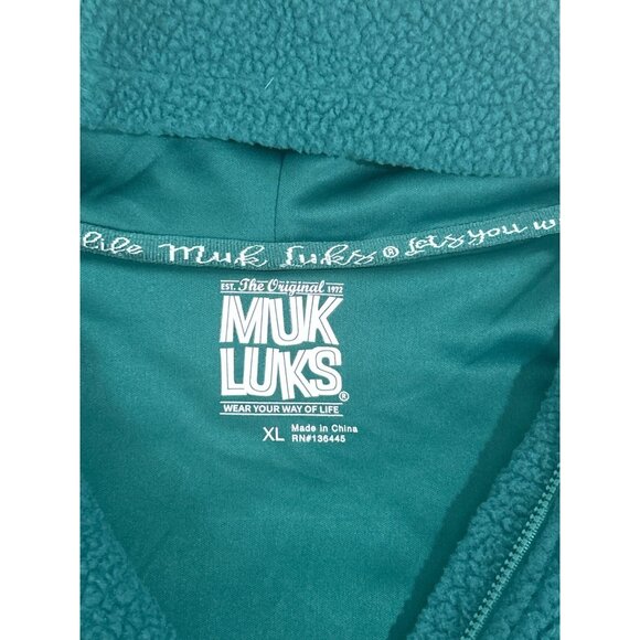 Muk Luks Womens Green Teddy Bear Sherpa Hooded Zip Up Jacket XL - Picture 4 of 8